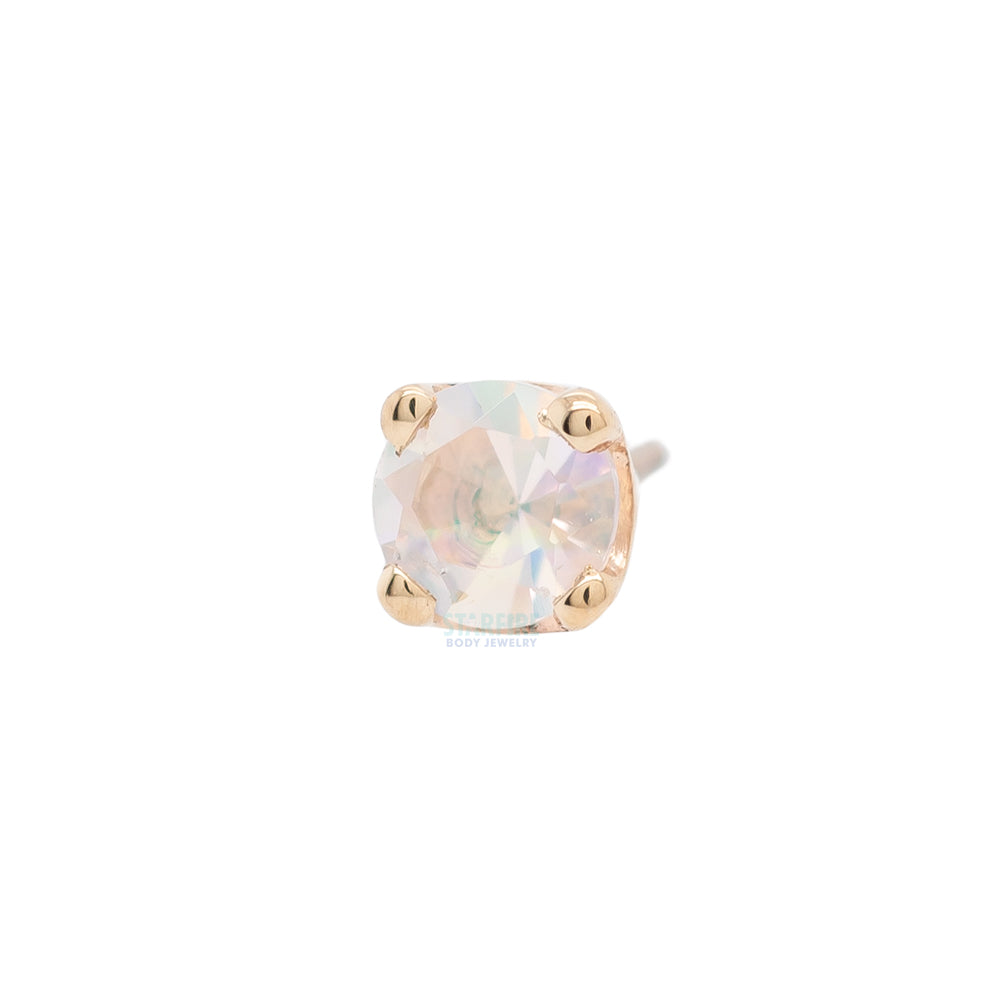 threadless: Four Prong Pin in Gold & Platinum with Faceted Water Opal