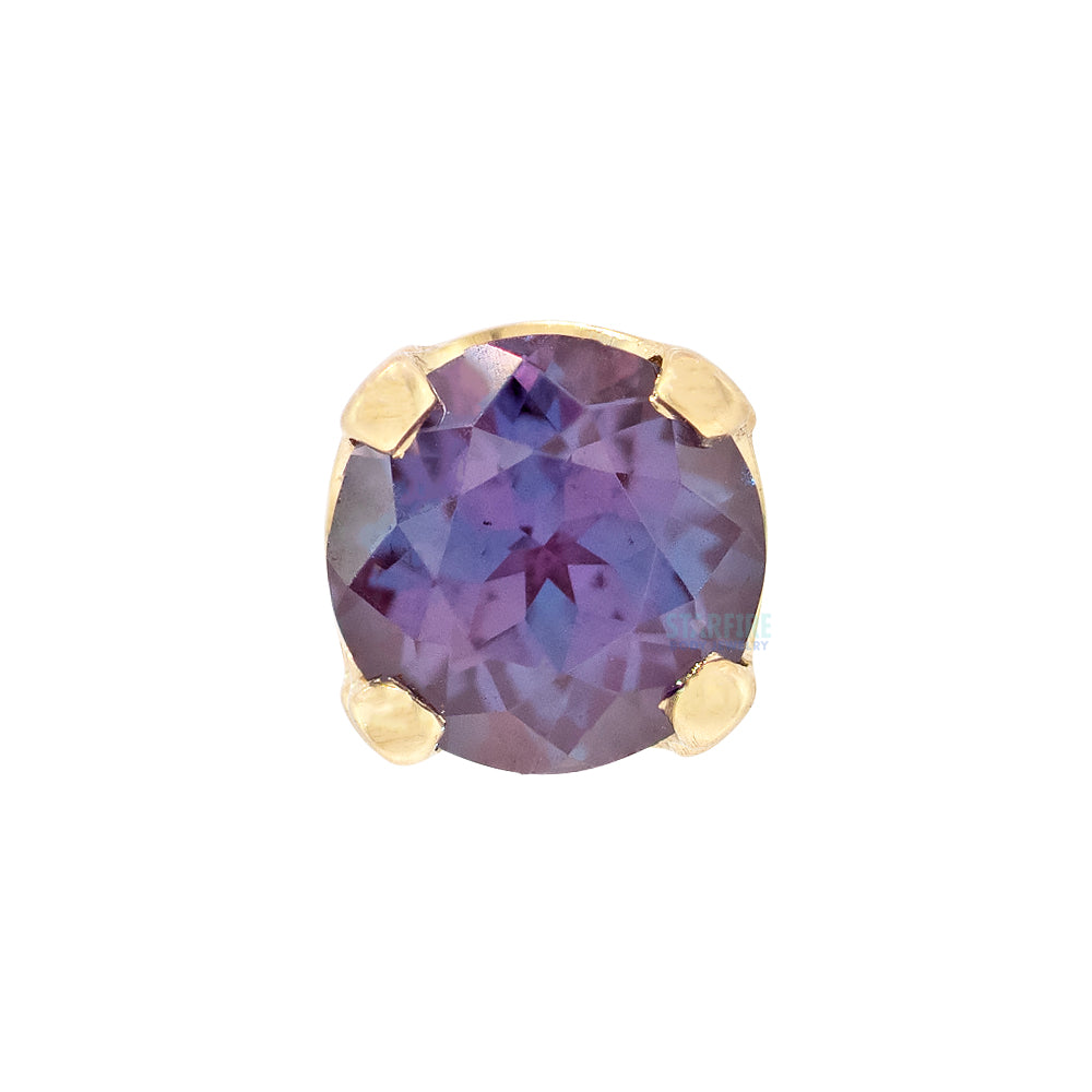 Four Prong Threaded End Chatham Alexandrite in Gold & Platinum