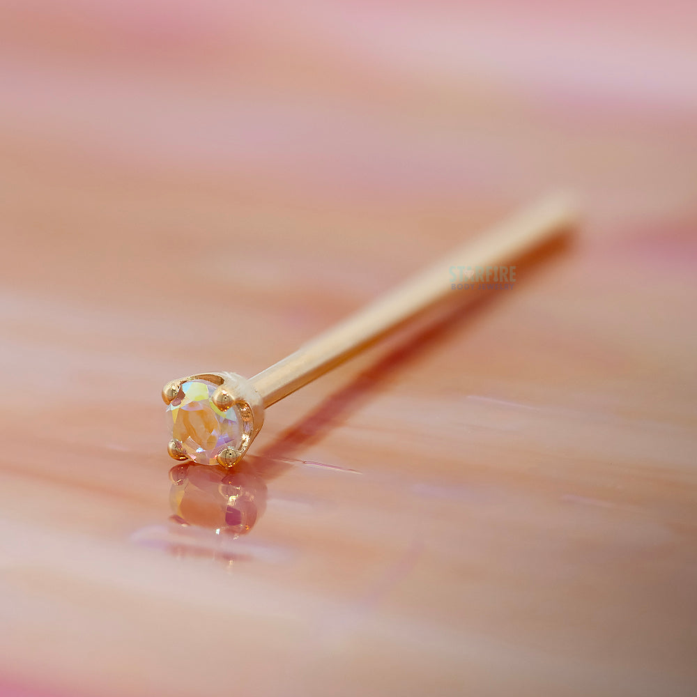Four Prong Nostril Screw in Gold with Mercury Mist Topaz
