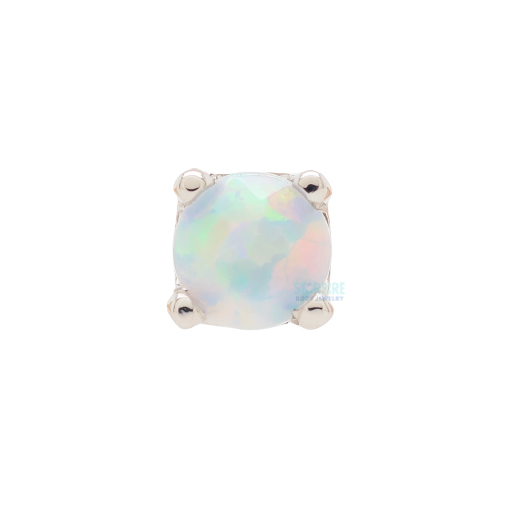 threadless: Four Prong Pin in Gold & Platinum with Faceted White Opal