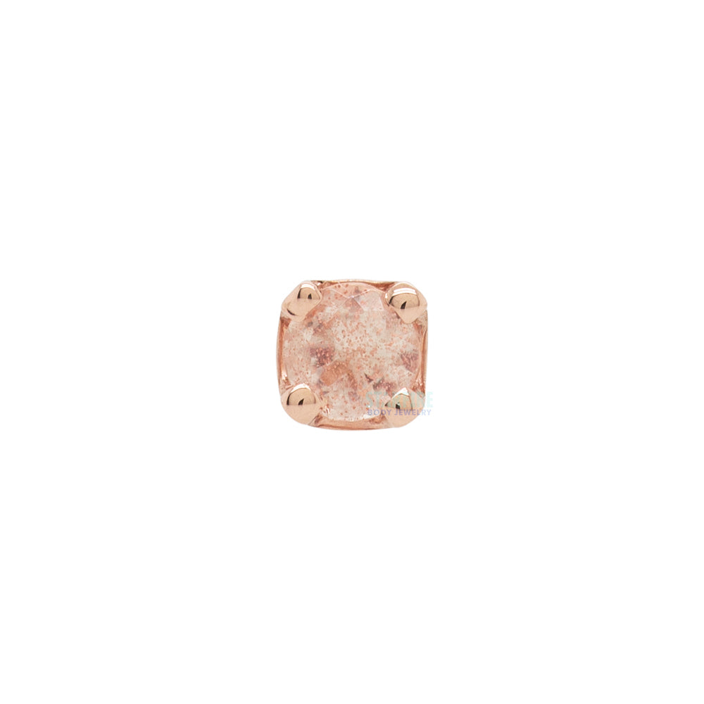 Four Prong Threaded End Oregon Sunstone in Gold & Platinum