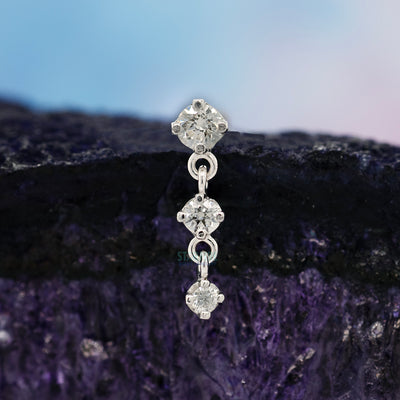 "Trio" Threaded End in Gold with DIAMONDS