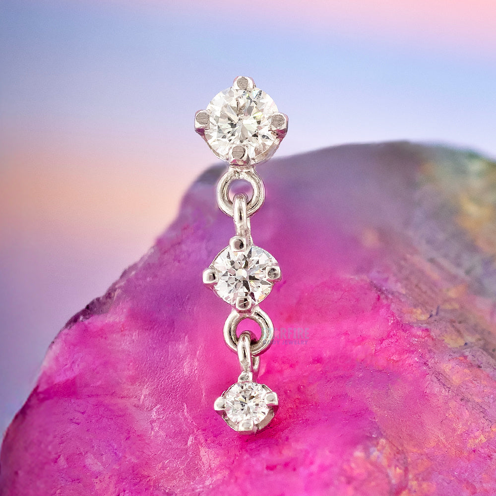 "Trio" Threaded End in Gold with DIAMONDS