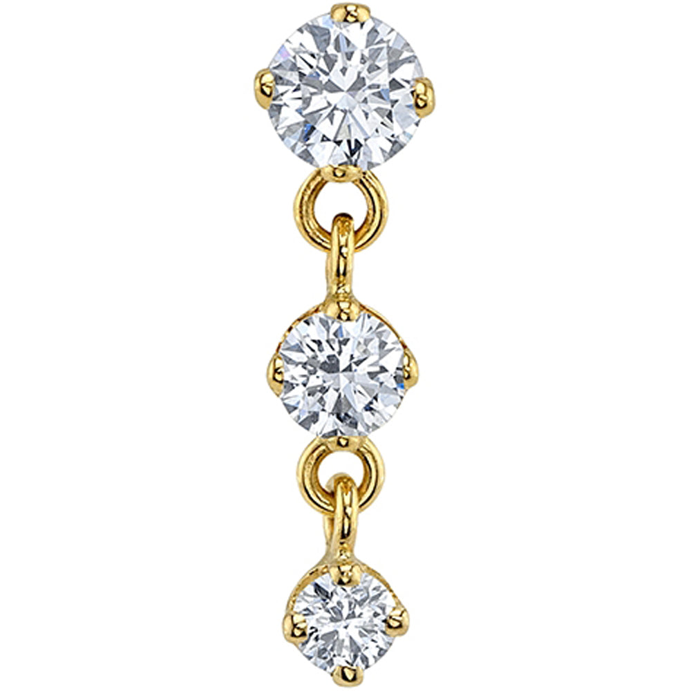 BVLA - Body Vision "Trio" Threaded End in Gold with White CZ's ...