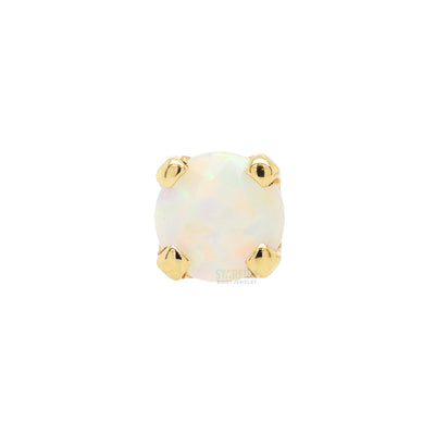 Four Prong Threaded End Faceted White Opal in Gold & Platinum