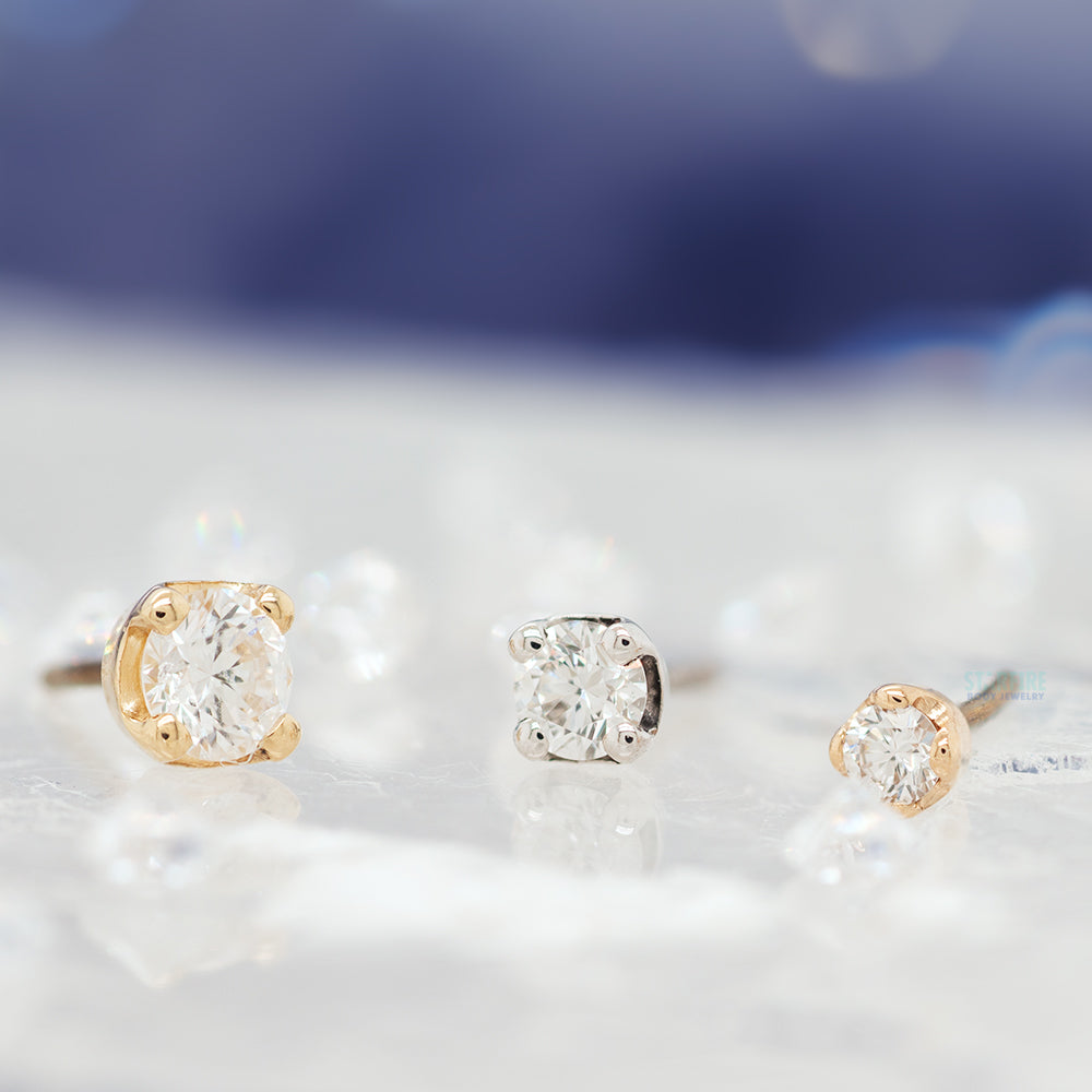 BVLA Body Vision threadless: Four Prong Pin in Gold with DIAMOND