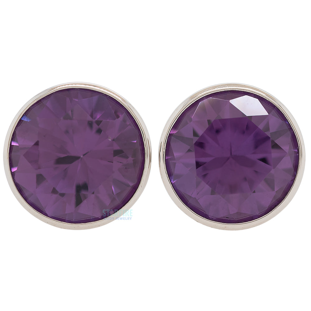 Single Gem BIG BLING Plugs ( Eyelets ) with Brilliant-Cut Gem - Alexandrite
