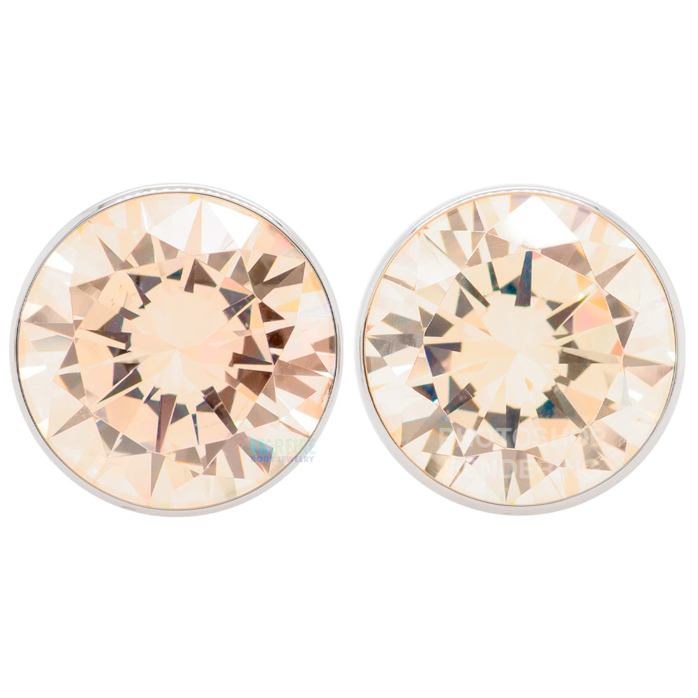 Single Gem BIG BLING Plugs ( Eyelets ) with Brilliant-Cut Gem - Champagne