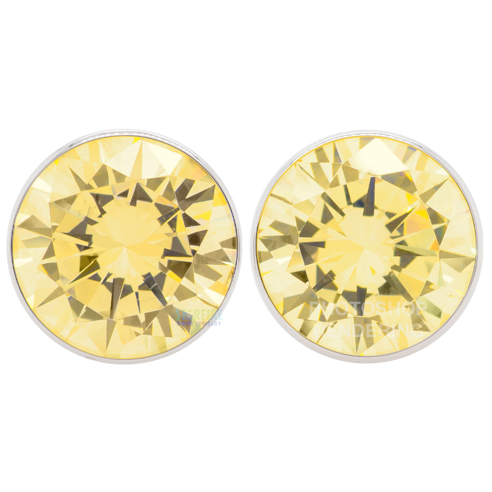 Single Gem BIG BLING Plugs ( Eyelets ) with Brilliant-Cut Gem - Citrine