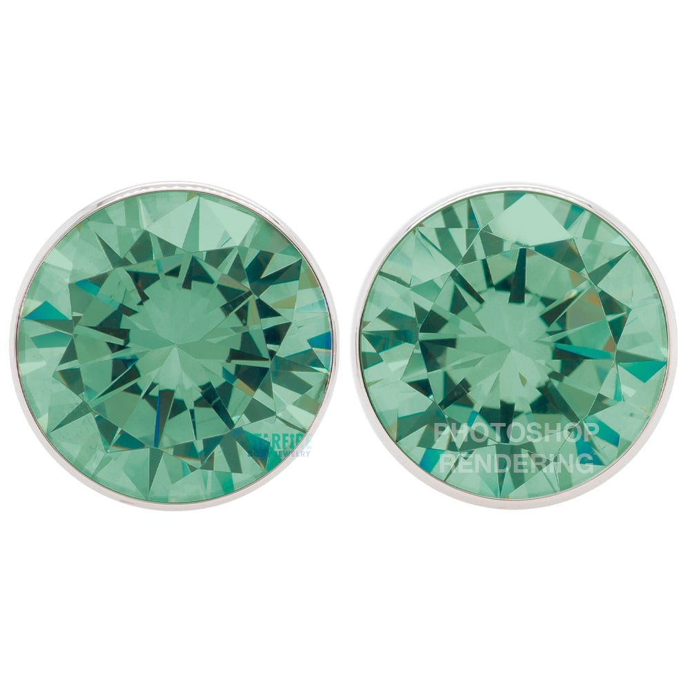 Single Gem BIG BLING Plugs ( Eyelets ) with Brilliant-Cut Gem - Green