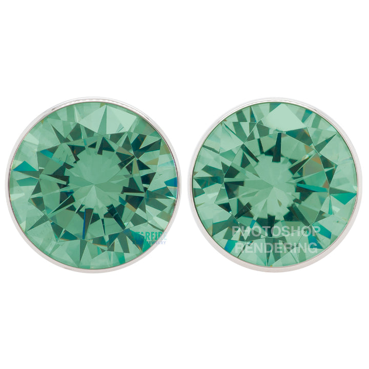Single Gem BIG BLING Plugs ( Eyelets ) with Brilliant-Cut Gem - Green