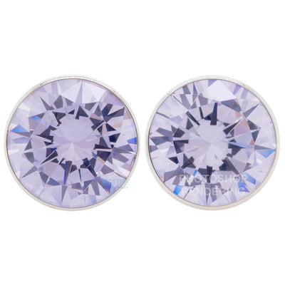 Single Gem BIG BLING Plugs ( Eyelets ) with Brilliant-Cut Gem - Lavender