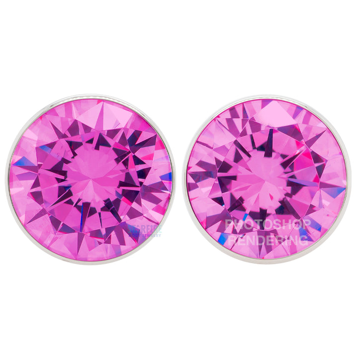 Single Gem BIG BLING Plugs ( Eyelets ) with Brilliant-Cut Gem - Ruby