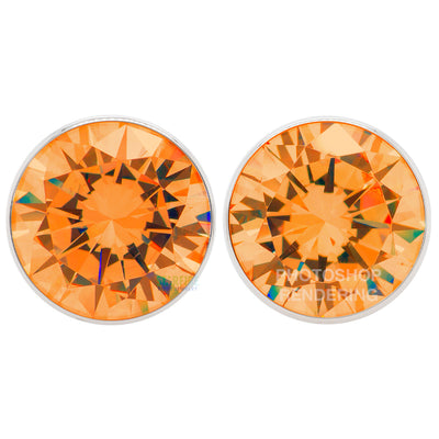 Single Gem BIG BLING Plugs ( Eyelets ) with Brilliant-Cut Gem - Tangerine