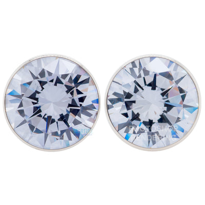 Single Gem BIG BLING Plugs ( Eyelets ) with Brilliant-Cut Gem - Tanzanite