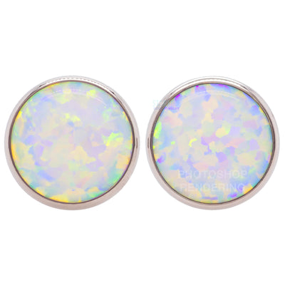 Single Gem Plugs ( Eyelets ) with Opal Cabochon - Light Pink Opal