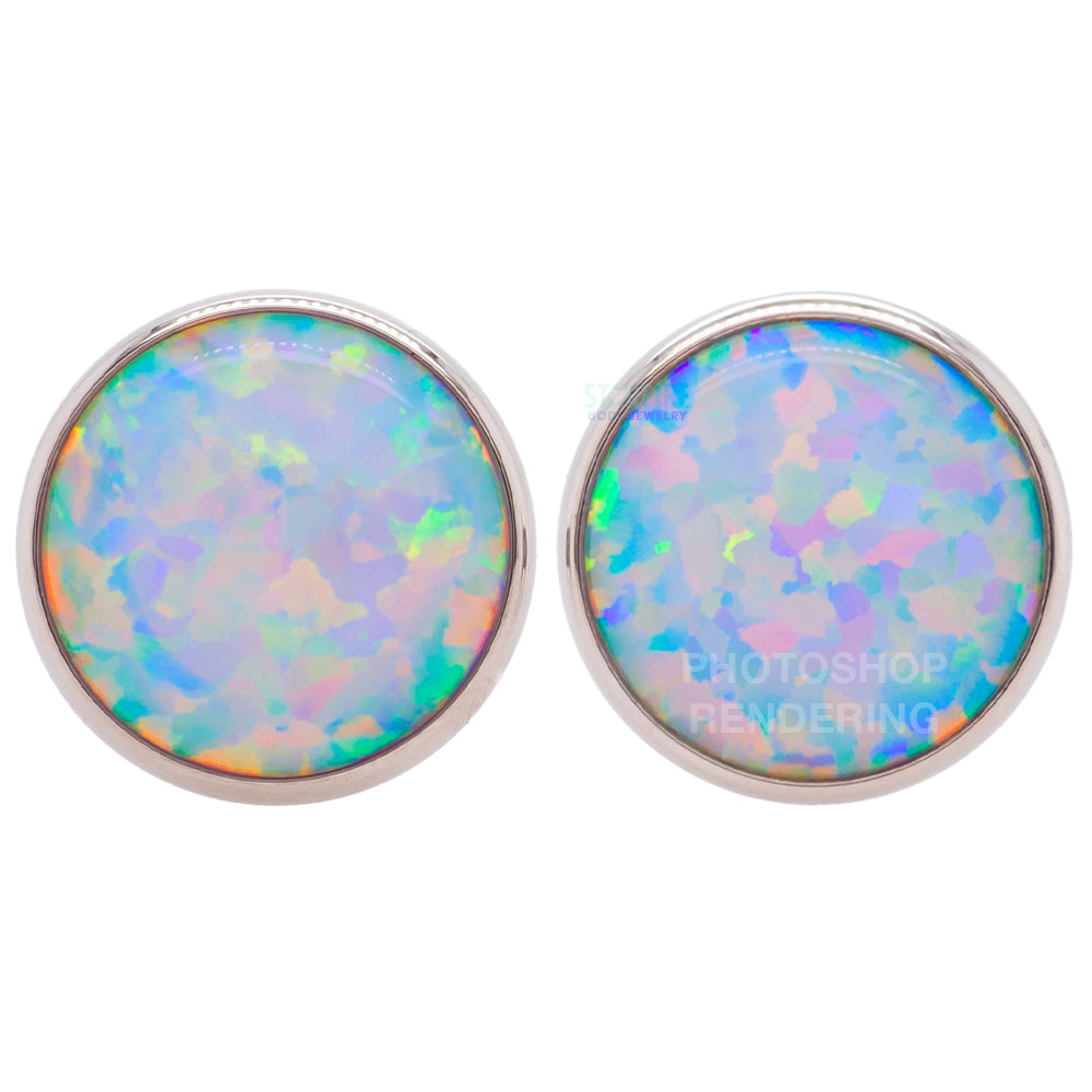 Single Gem Plugs ( Eyelets ) with Opal Cabochon - Light Purple Opal