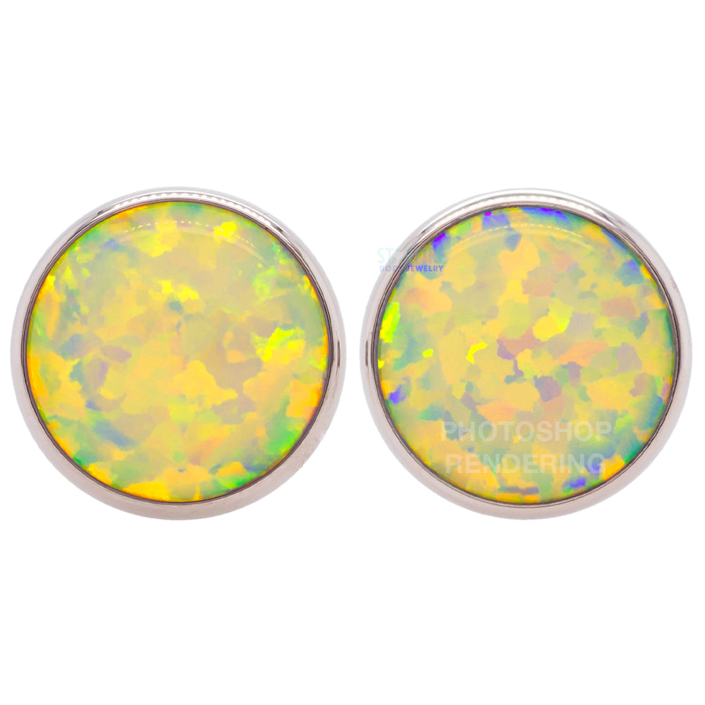 Anatometal Single Gem Plugs ( Eyelets ) with Opal Cabochon - Yellow ...