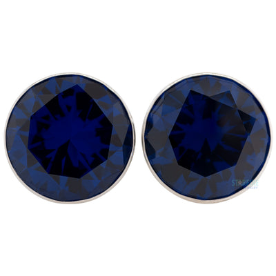 Single Gem BIG BLING Plugs ( Eyelets ) with Brilliant-Cut Gem - Sapphire