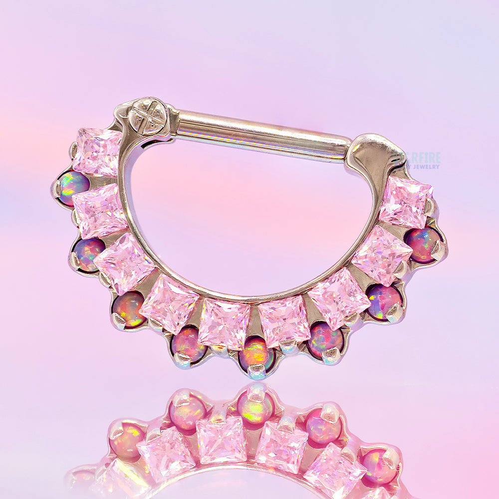 "Aphrodite" Clicker #35 with Faceted Gems & Opals - 5/16" post (longer)