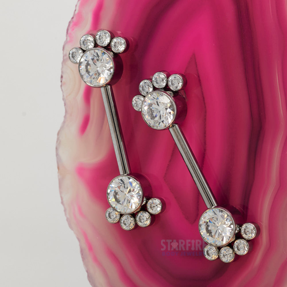 NB8T 'Bijoux' Faceted Gems Side-Set Nipple Barbells