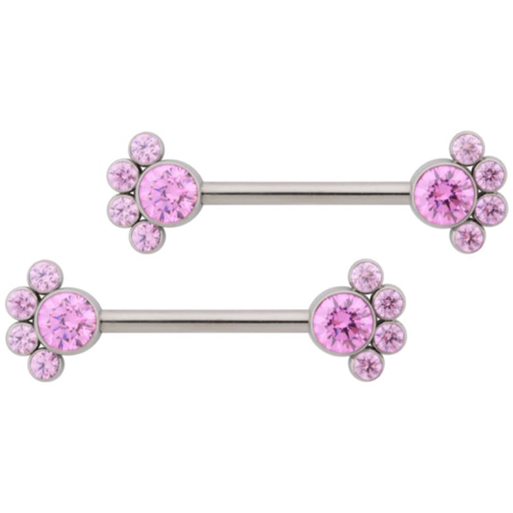 NB8T 'Bijoux' Faceted Gems Side-Set Nipple Barbells 5/8" (longer)