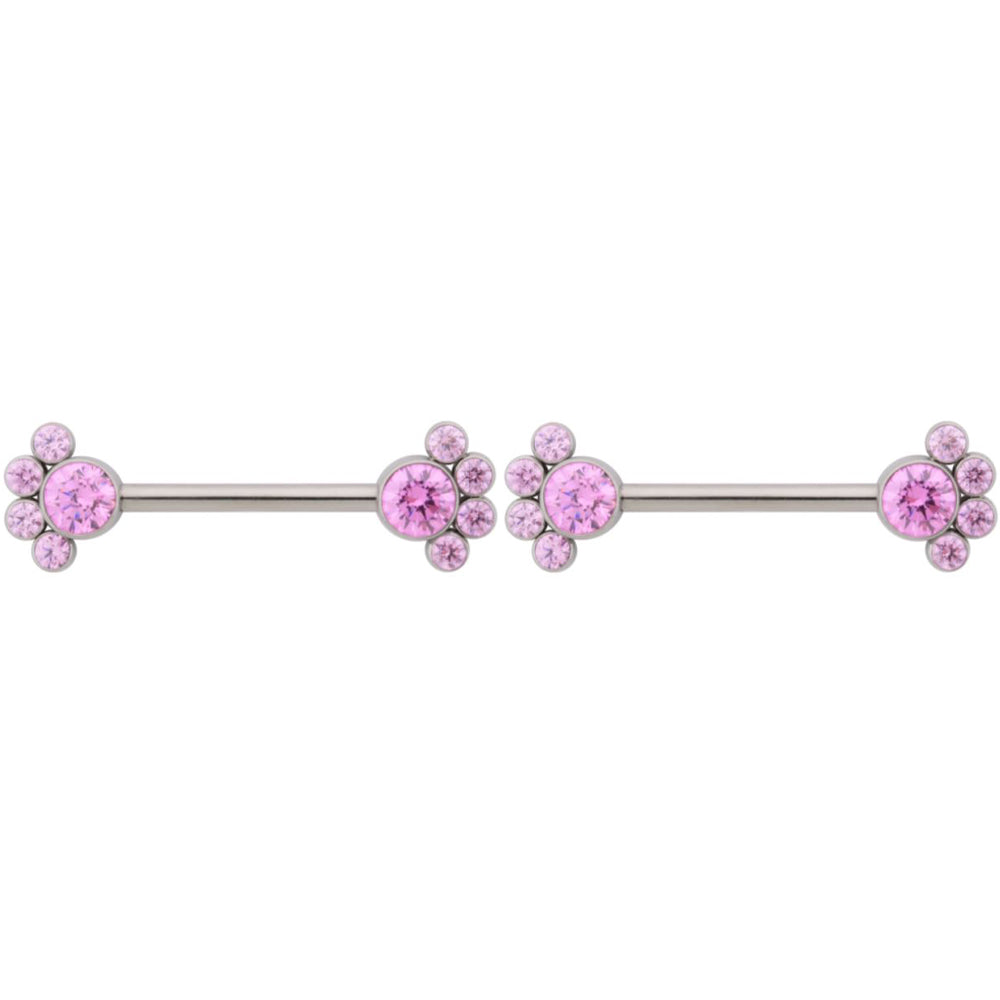 NB8T 'Bijoux' Faceted Gems Side-Set Nipple Barbells 5/8" (longer)