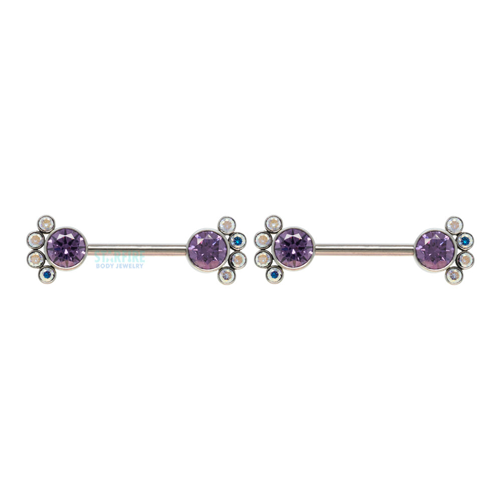 NB8T 'Bijoux' Faceted Gems Side-Set Nipple Barbells - custom color combo