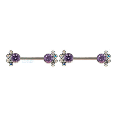 NB8T 'Bijoux' Faceted Gems Side-Set Nipple Barbells - custom color combo