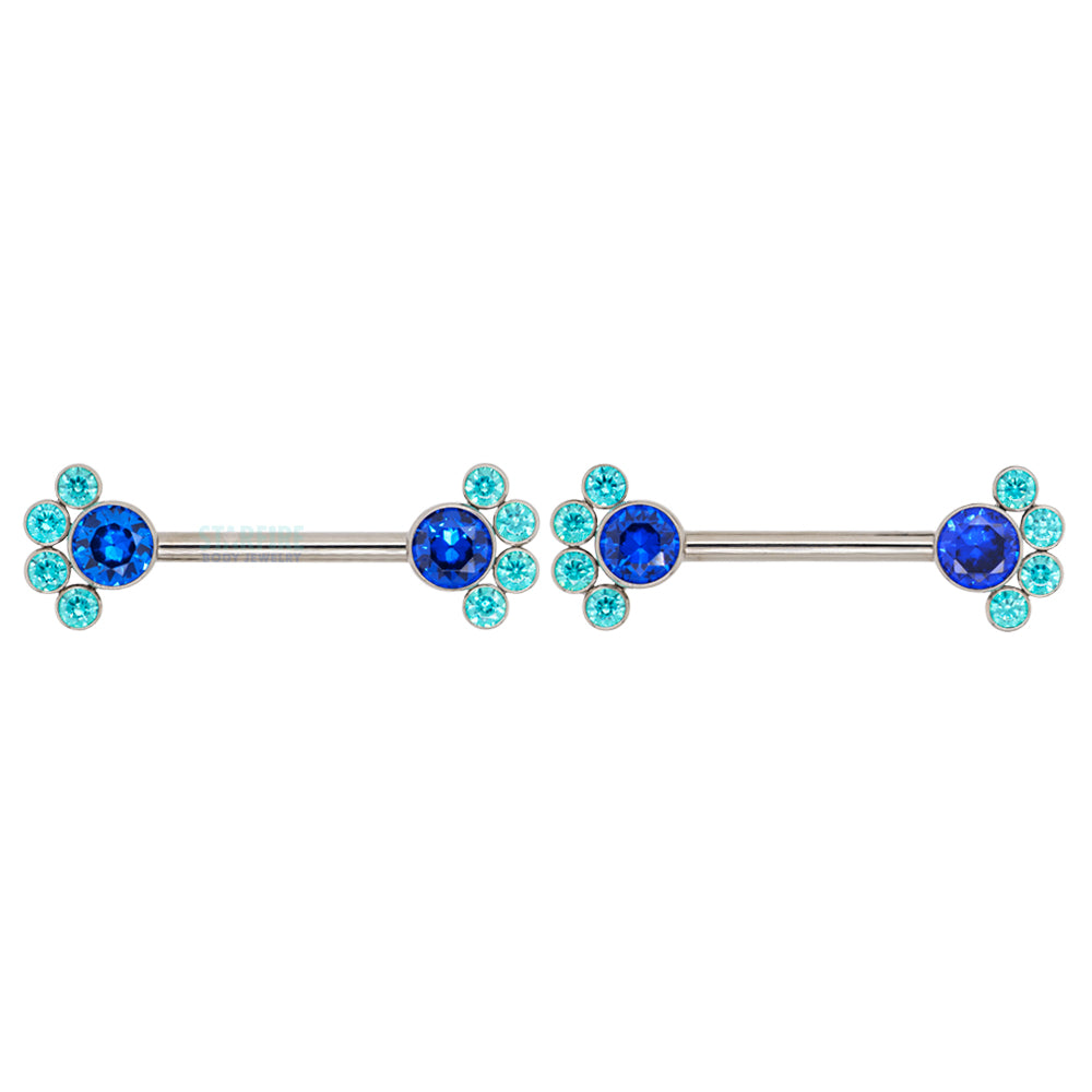 NB8T 'Bijoux' Faceted Gems Side-Set Nipple Barbells - custom color combo