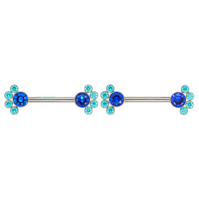 NB8T 'Bijoux' Faceted Gems Side-Set Nipple Barbells - custom color combo