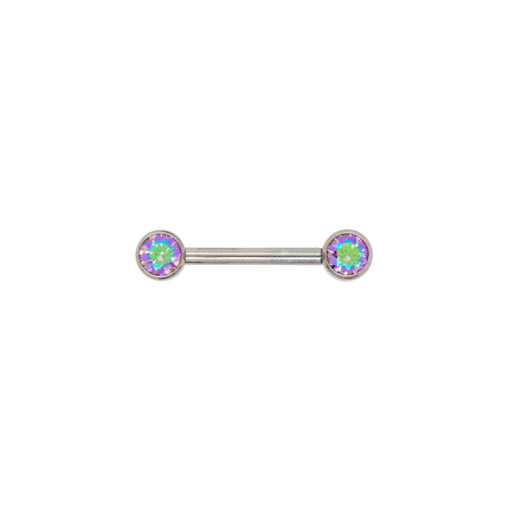 Faceted Gem Forward Facing Nipple Barbell in Bezel's - single