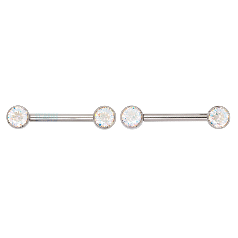 Faceted Gem Forward Facing Nipple Barbells in Bezel's - pair