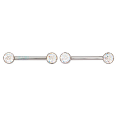 Faceted Gem Forward Facing Nipple Barbells in Bezel's - pair