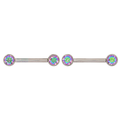 Faceted Gem Forward Facing Nipple Barbells in Bezel's - pair