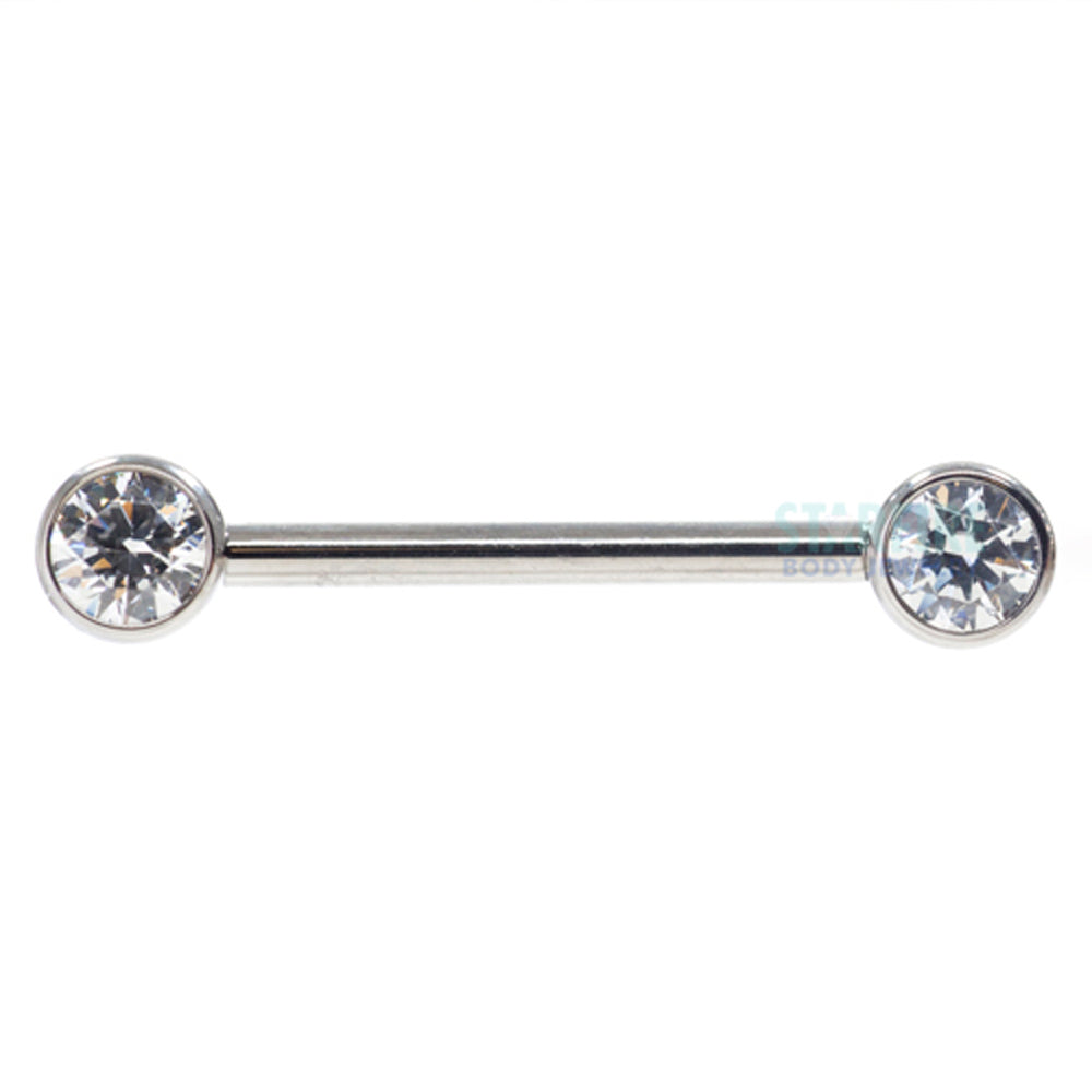 Faceted Gem Forward Facing Nipple Barbell in Bezel's - single