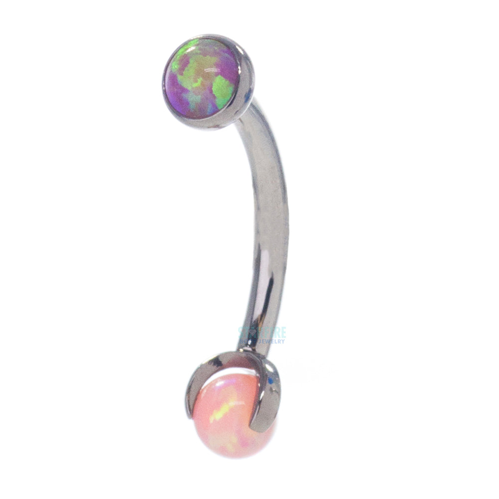 Opal in Bezel & Opal Ball in Prongs Curved Barbell