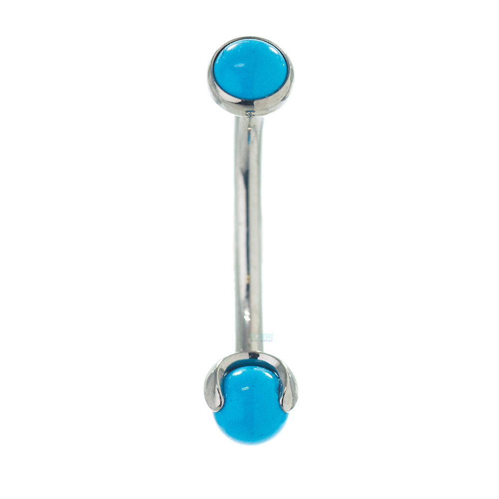 Natural Stone in Bezel & Stone Ball in Prongs Curved Barbell