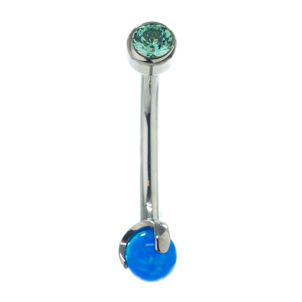 Faceted Gem in Bezel & Opal Ball in Prongs Curved Barbell - custom color combos