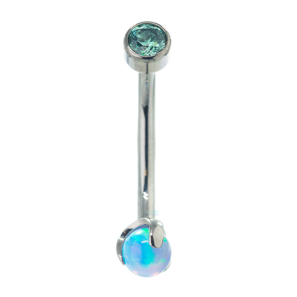 Faceted Gem in Bezel & Opal Ball in Prongs Curved Barbell - custom color combos