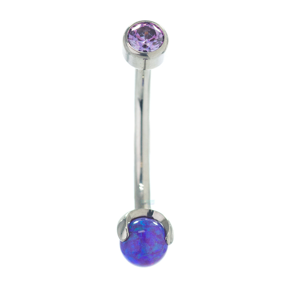 Faceted Gem in Bezel & Opal Ball in Prongs Curved Barbell - custom color combos