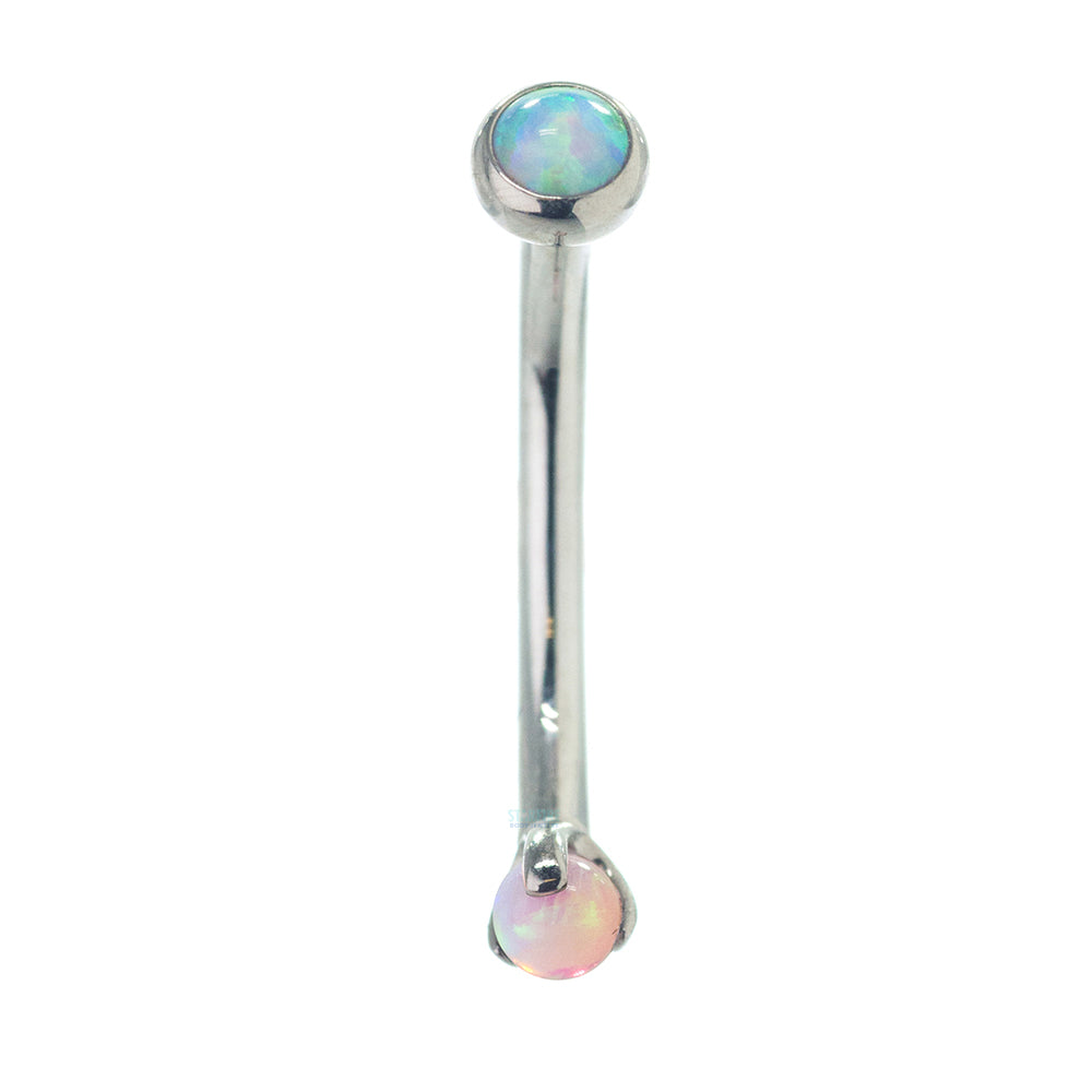 Opal in Bezel & Opal Ball in Prongs Curved Barbell