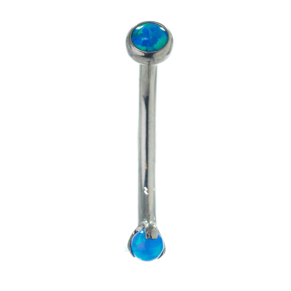 Opal in Bezel & Opal Ball in Prongs Curved Barbell
