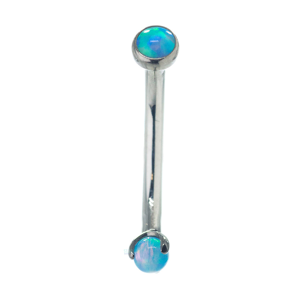 Opal in Bezel & Opal Ball in Prongs Curved Barbell