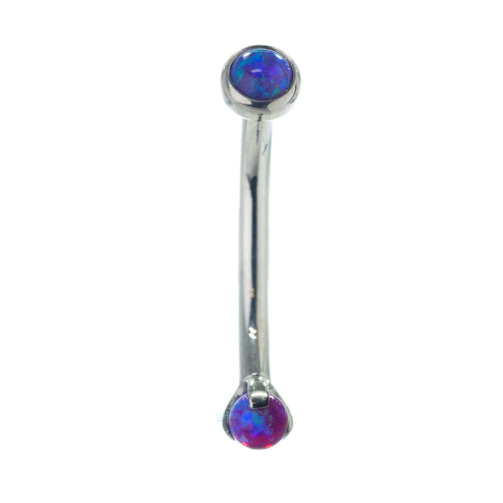 Opal in Bezel & Opal Ball in Prongs Curved Barbell