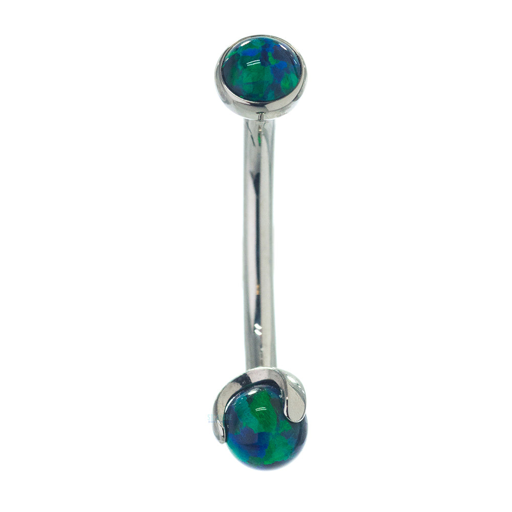 Opal in Bezel & Opal Ball in Prongs Curved Barbell