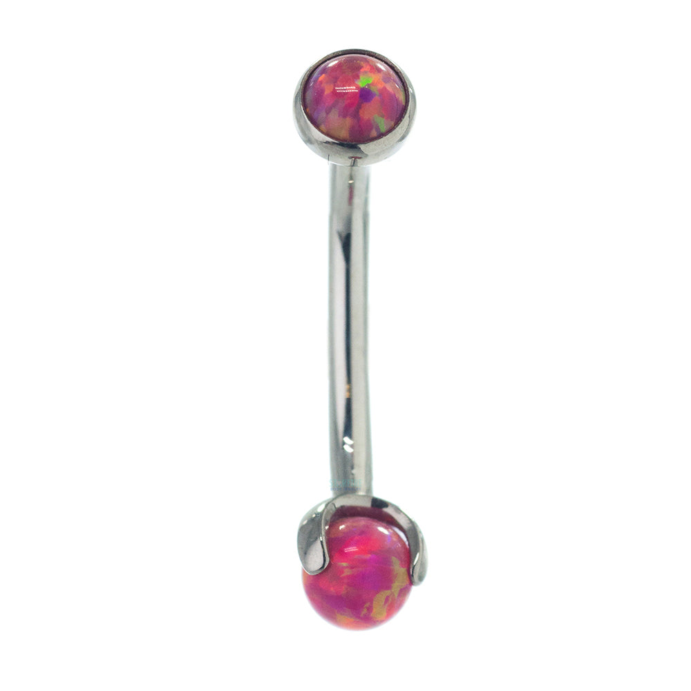 Opal in Bezel & Opal Ball in Prongs Curved Barbell
