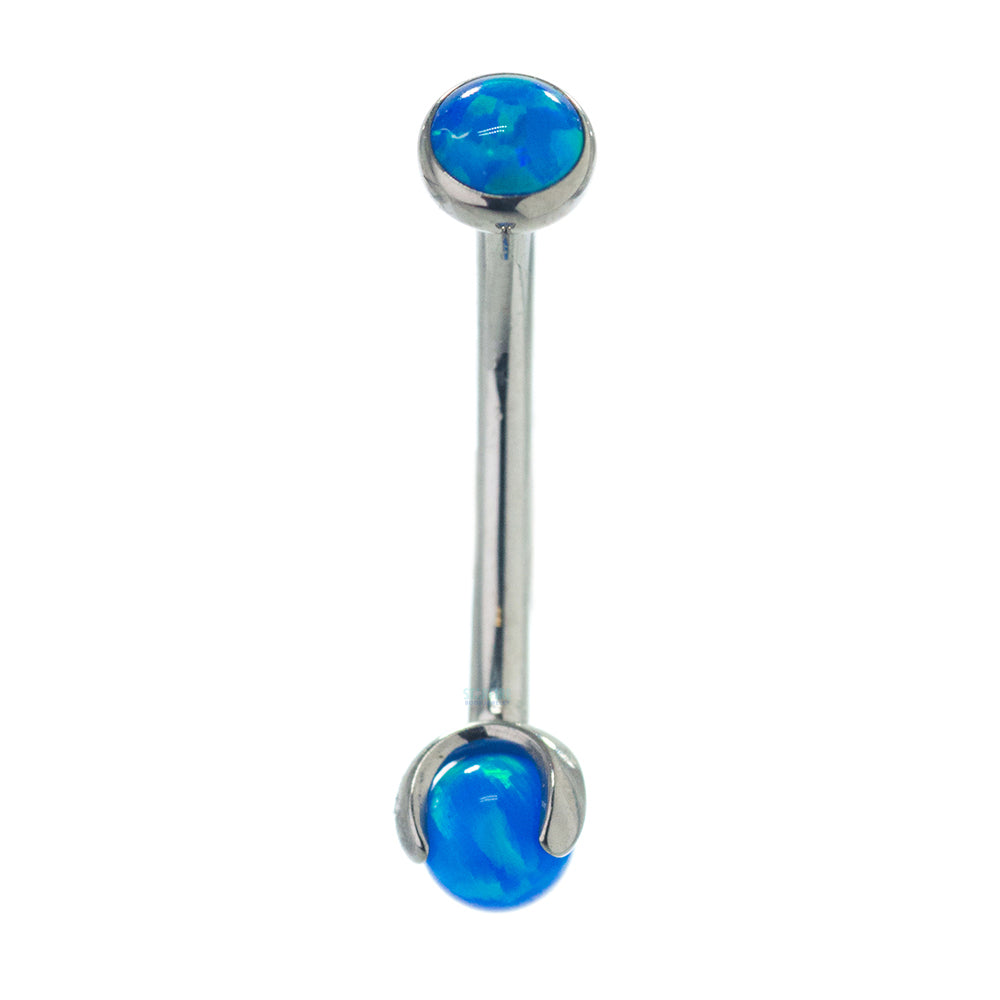Opal in Bezel & Opal Ball in Prongs Curved Barbell