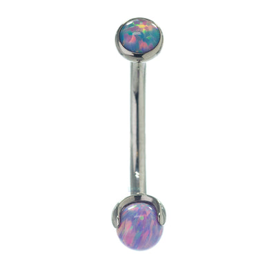 Opal in Bezel & Opal Ball in Prongs Curved Barbell