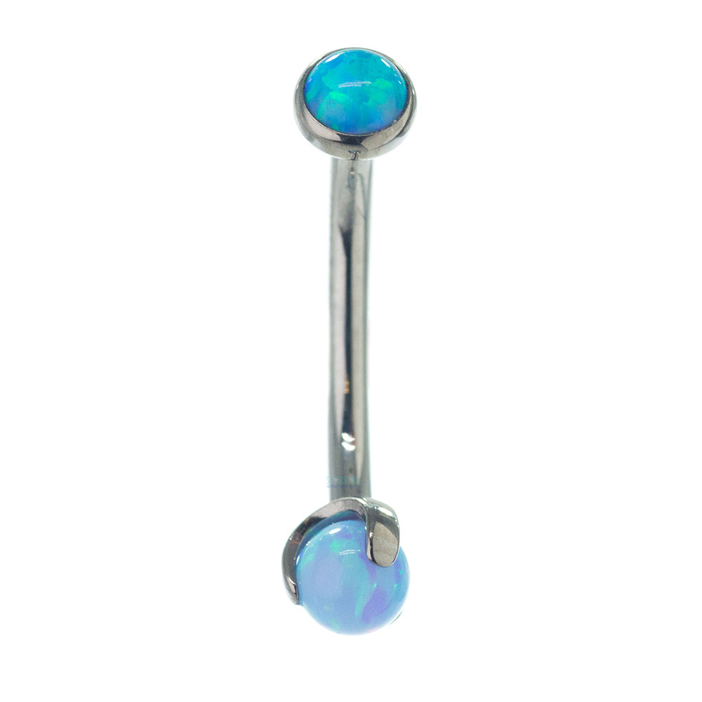 Opal in Bezel & Opal Ball in Prongs Curved Barbell